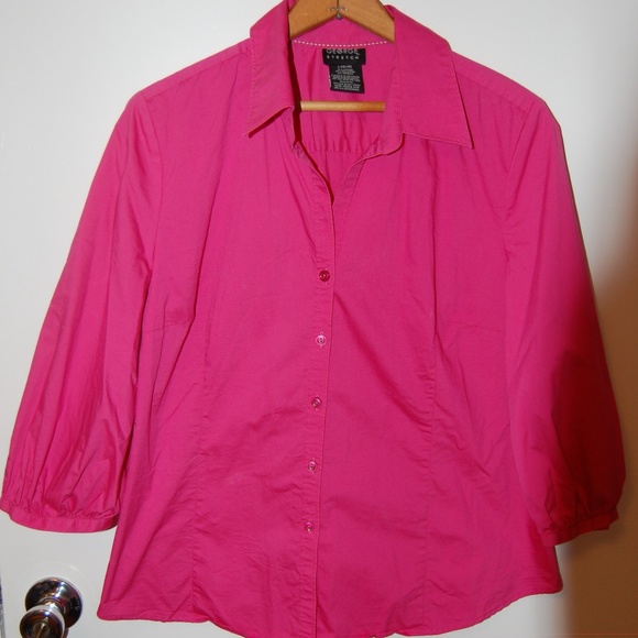 George Size L Stretch 3/4 Lantern Sleeve Button Up - Picture 1 of 4